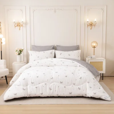 Donetella Printed Duvet Set, Queen Size Fits 180x200 cm - 4-Pcs Bed Set, Brushed Microfiber Fabric - 1 Duvet Cover, 1 Fitted Sheet, 1 Pillow Shams, 1 Pillowcases (Filler Not Included)